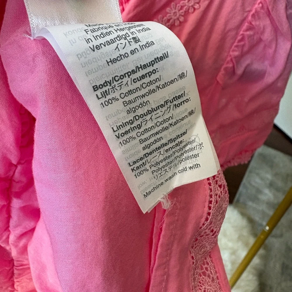 J. Crew Pink Short-Sleeve Lace-Trim Blouse - Size Small